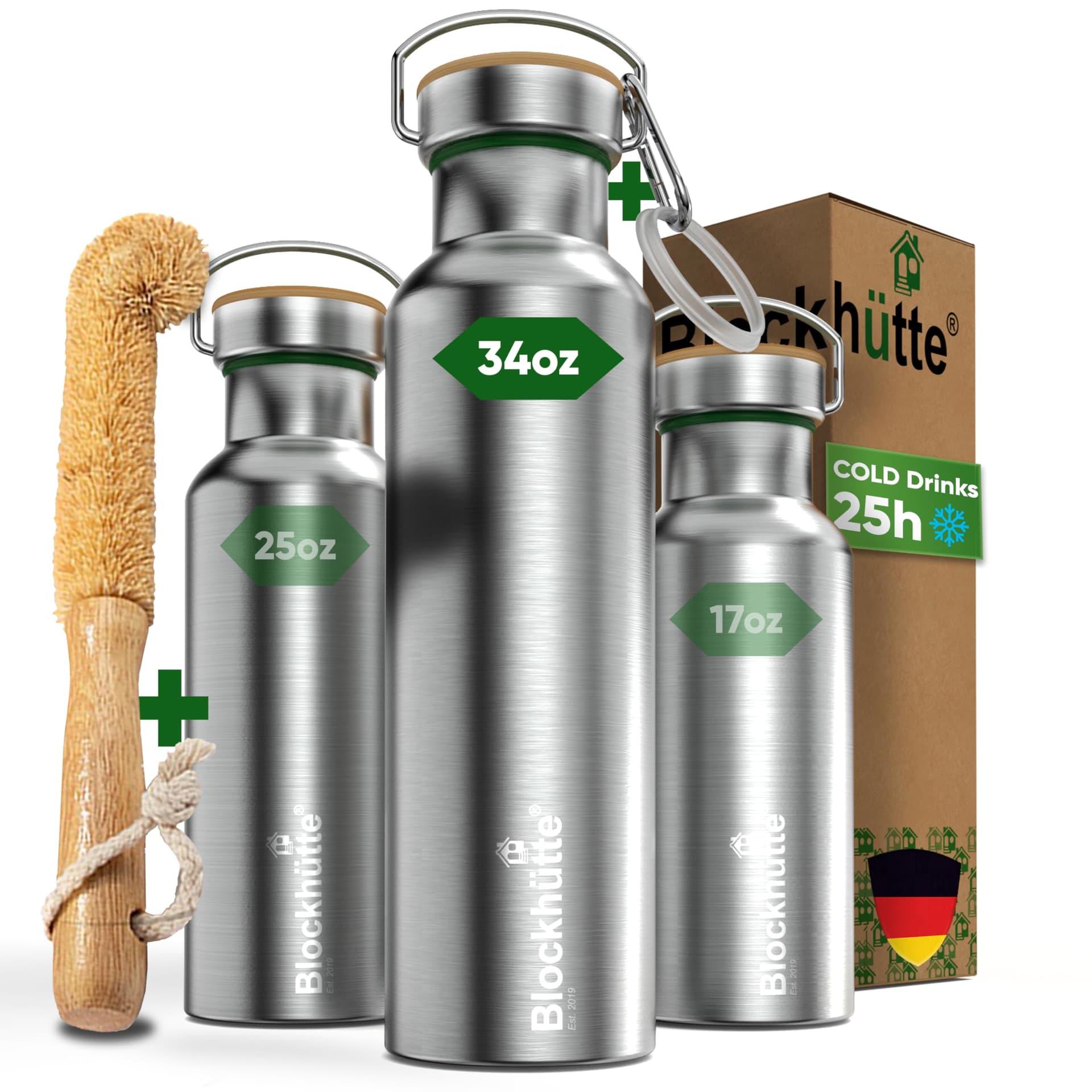 Blockhütte Blockhütte Stainless Steel Water Bottle I 1L