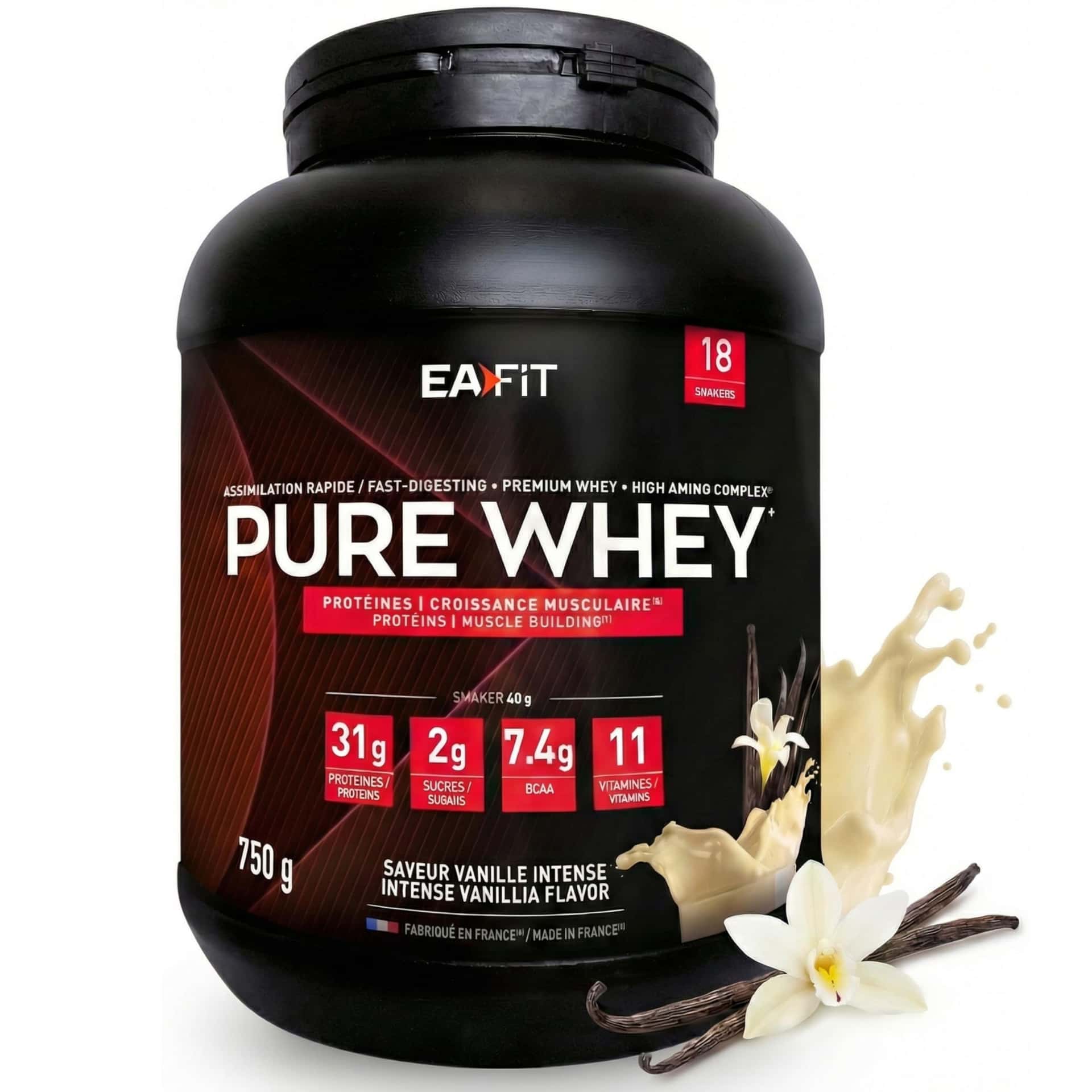 WHEY PROTEIN - Vanille - EAFIT - Marque Française N°1 en Nutrition Sportive - 31g